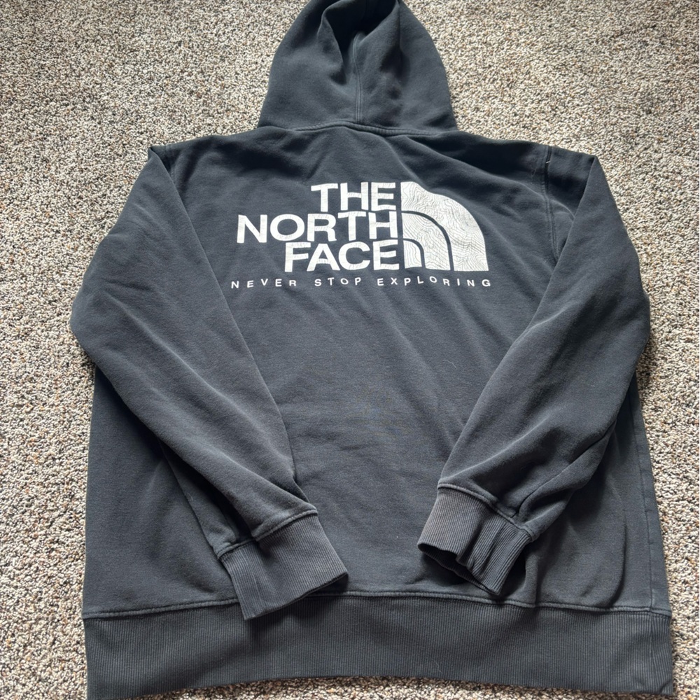 The North Face Black Pullover Hoodie with White Logo medium mens - Picture 4 of 5